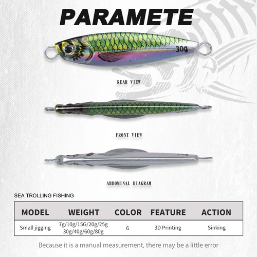 Imagen 2 del producto Hunthouse-señuelo de pesca con impresión 3D, plantilla de Metal de hundimiento lento, cebo duro de 7g-80g, lubina, Lucio, trucha, aparejos de pesca de agua salada