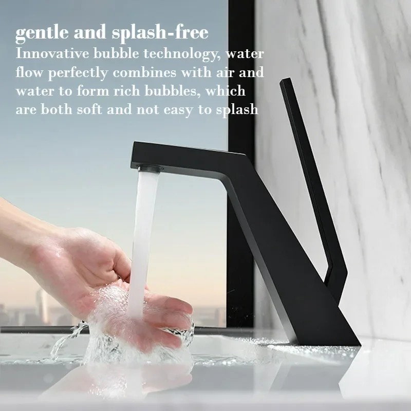 

Black Brass Single Handle Bathroom Faucet Deck Mounted Sink Mixer Tap Cold Hot Crane Faucets for Bathroom