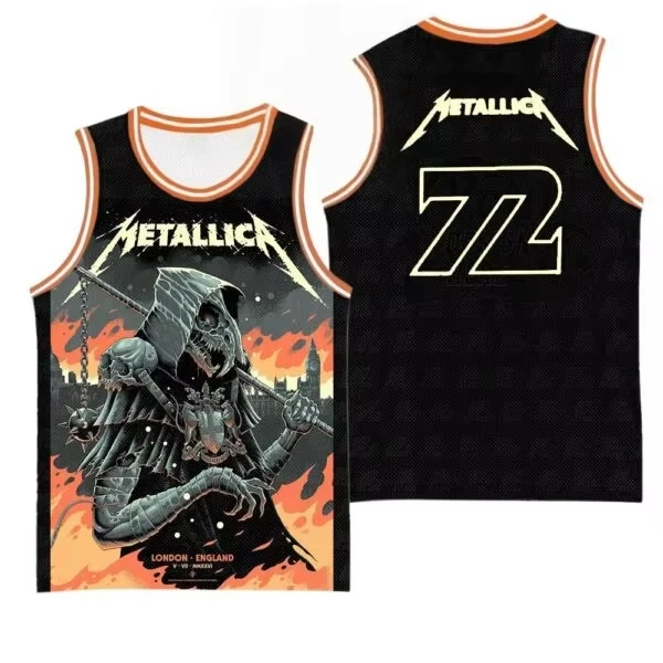 Metallica World Tour Retro Basketball Jersey Men's  Women's Summer Sports Vest Breathable Quick Drying Family Matching Clothing
