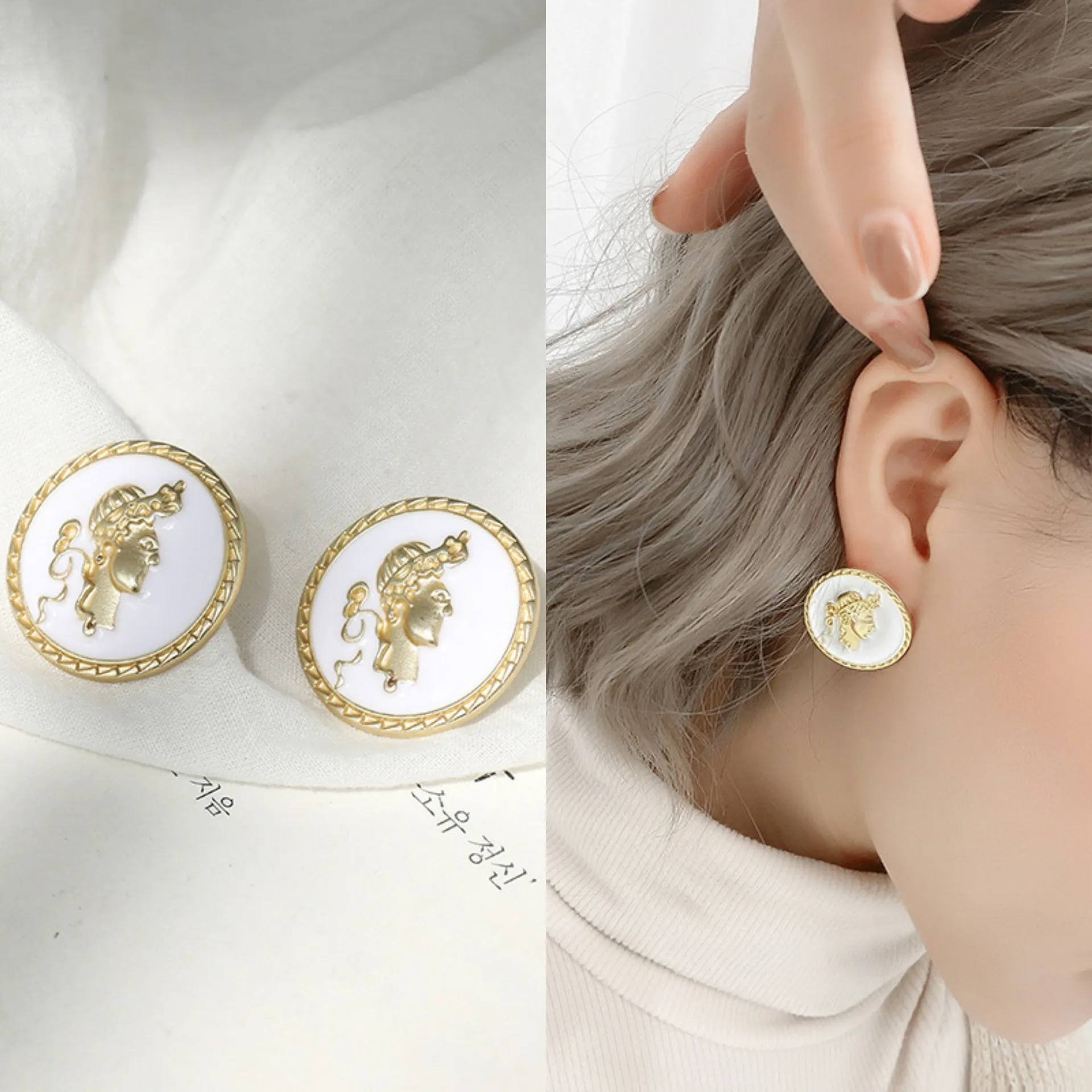 Exquiste Baroque Portrait Relief Stud Earrings Elegant Jewerly For Women Lady Retro Palace Earring Accessories Wholesale