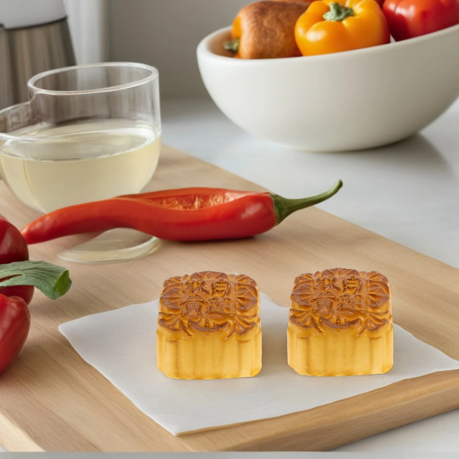 

4 Pcs Simulation Mooncakes Realistic PU Elastic Aroma Fake Desserts Artificial Models Home Decoration Baby Furniture