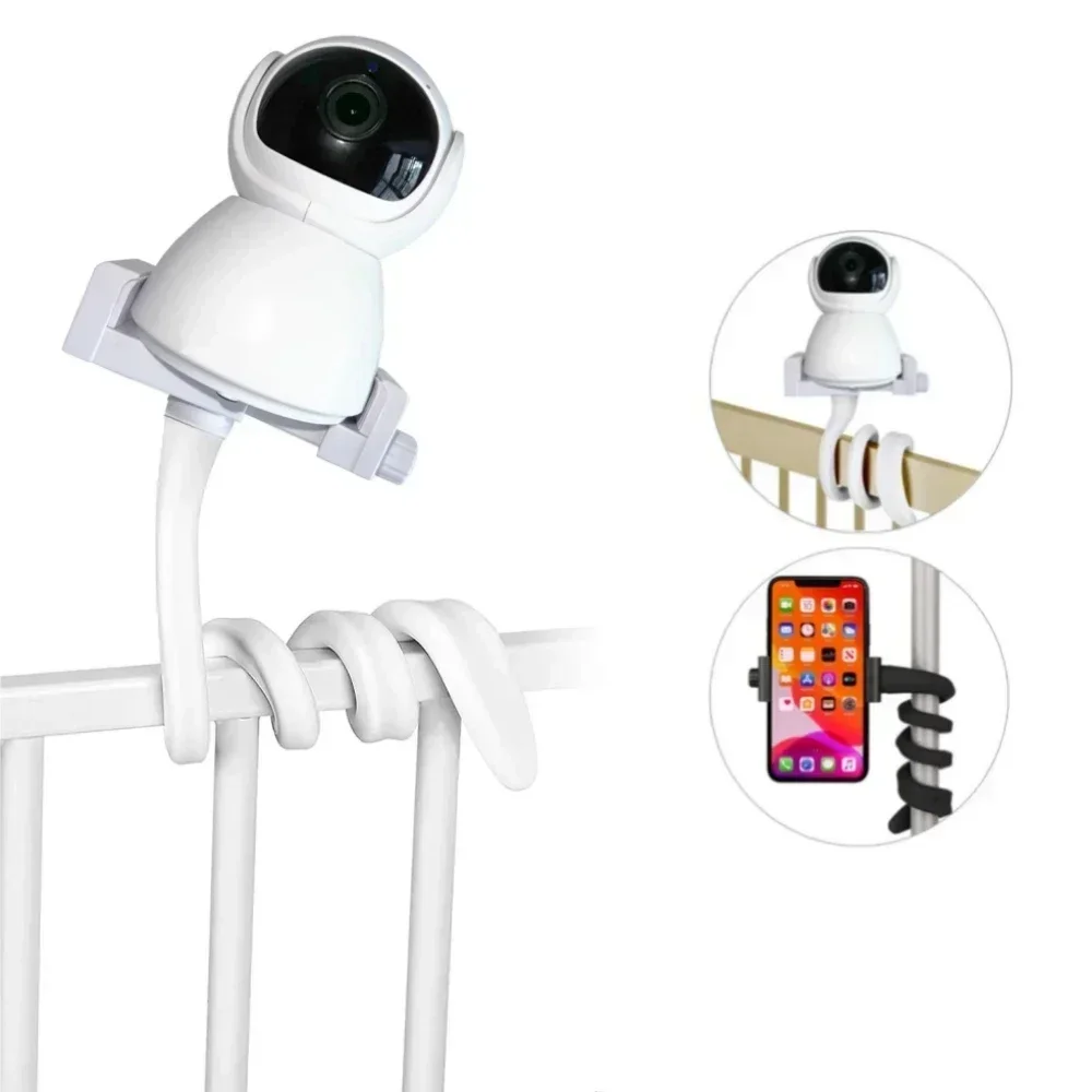 

Baby Monitor Holder 1/4 Screw Flexible Silicon Baby Camera Bracket No Drilling Crib Cradle Rod Hose Holder Flexible Mounting