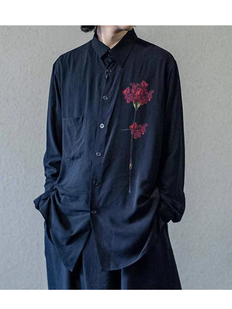 Dianthus Caryophyllus Print Shirt Dark Style Homme Men Shirts For Man'S Clothing Unisex Shirt For Women,YAMAMOTO-Style