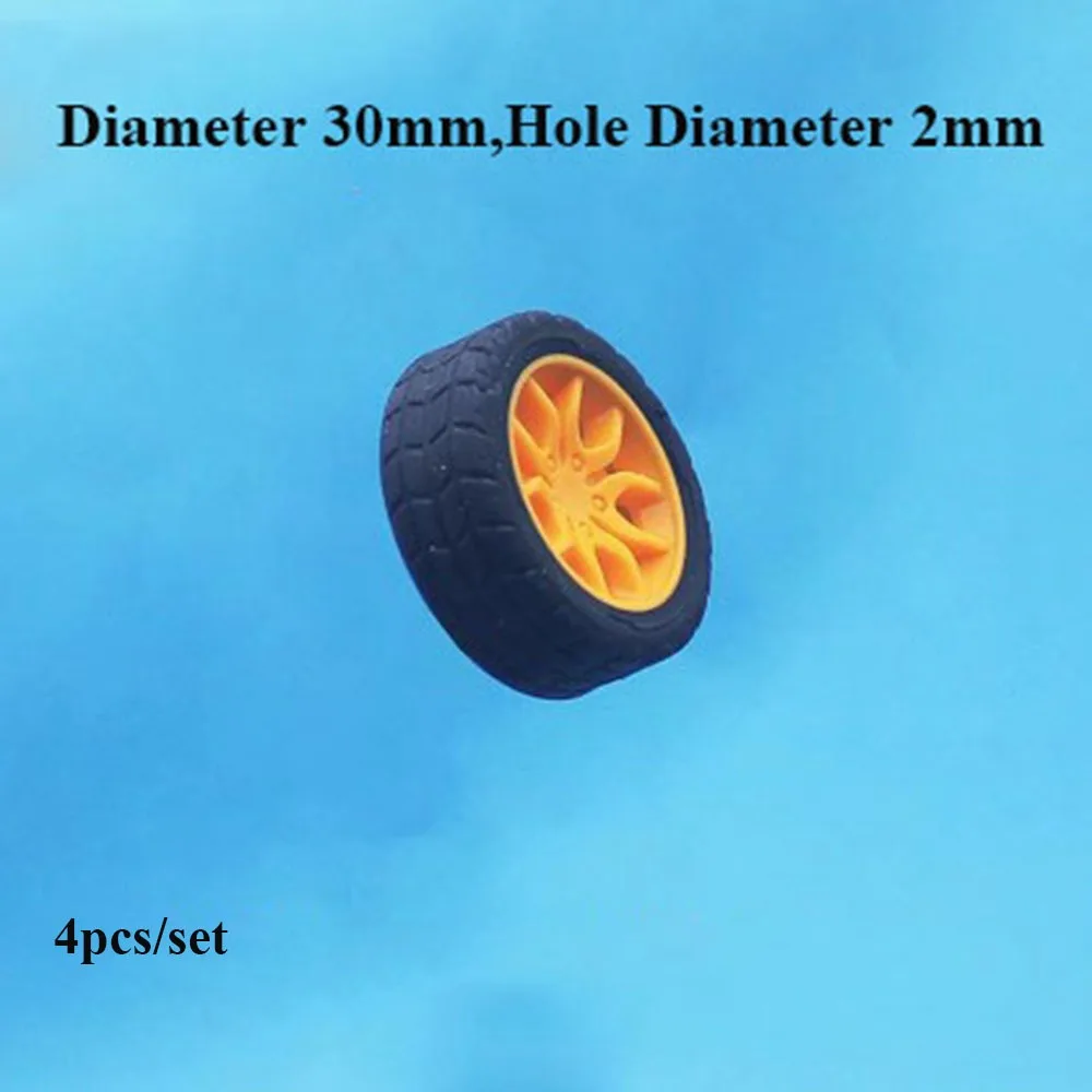 

New Diameter 30 Holes 2mm Four-wheel Toy Accessories Black Drive Car Wheels DIY Toys Parts Plastic Wheel