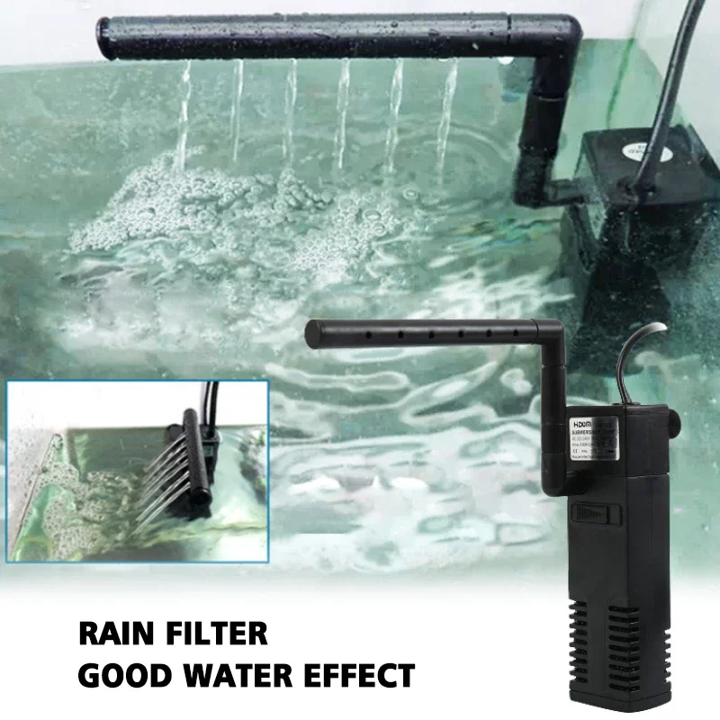 Low Level Water Submersible Water Pump Filter Built-in Filter Turtle Tank Filter Aquarium Vertical Oxygen Increasing Pump 3W