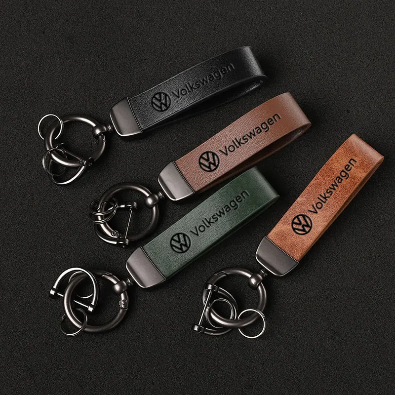 Luxury Genuine Leather Keychain Car Key Ring Holder Jewelry Custom Gift For Volkswagen VW Golf 7 Mk7  Polo Jetta Passat Tiguan