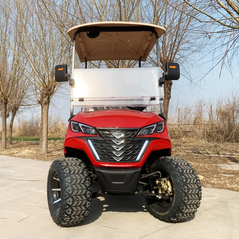 

CE Approved Electric Golf Cart Utility Car 12-Inch Off-Road Tire Brown Seat With Headrest With Folding Windshield Rear Cargo Box