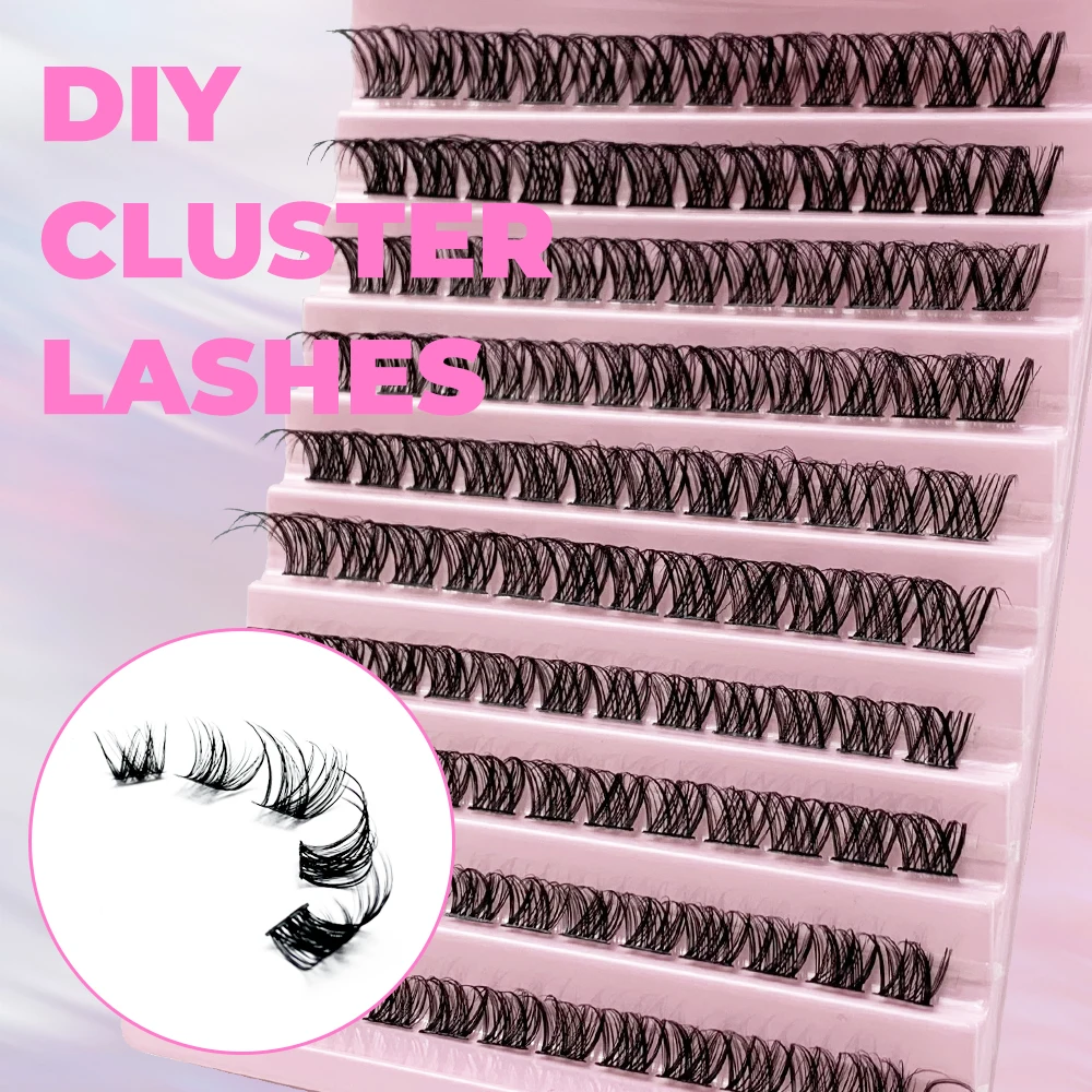 

Natural Long Cluster Eyelashes Extensions Individual Self Adhesive DIY Eye Lash Volume Soft Fluffy Segmented Cilias Make Up