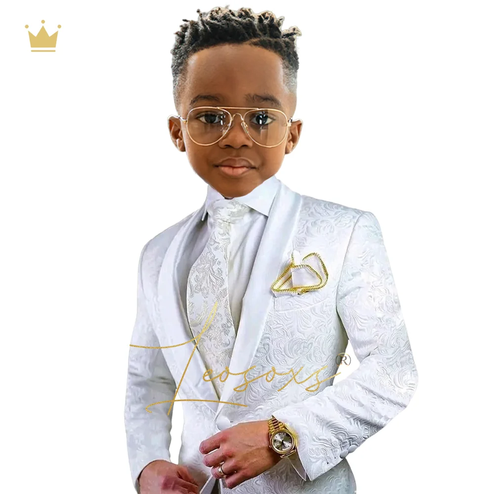 

Boys jacquard dress suit 2 piece set, custom single button jacket trousers for wedding party dress dinner custom suit