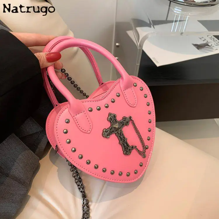 Borsa a tracolla da donna Fashion Loving Chain Bag borse da donna in stile gotico Cool borsa con patta retrò