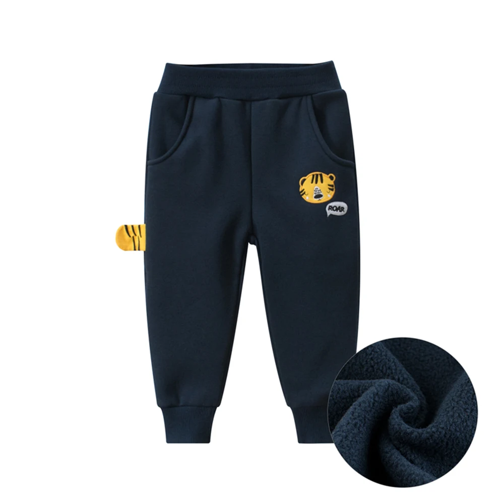 OVTRB Kids Boys' Pull on Fleece Jogger Pants Toddler Tiger Embroidered Sweatpants Kids Little Boys Long Pants