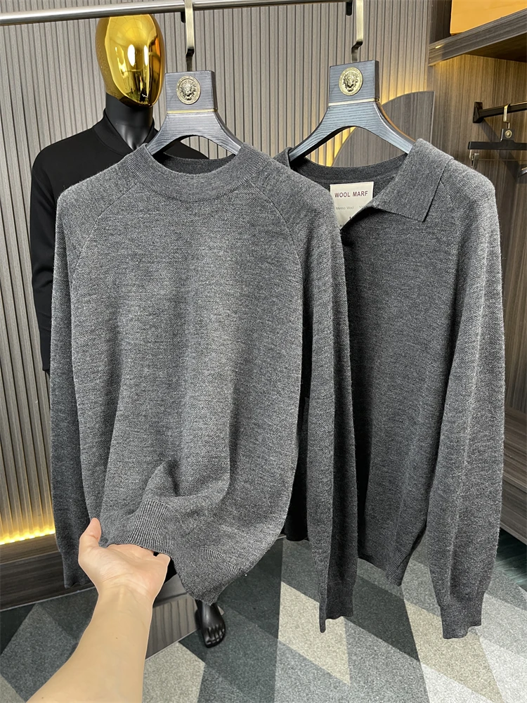 

Ele Busin Sle Long Sve вязаный свитер мужской свободного покроя круглый Ne однотонный шерстяной модный городской осенний топ