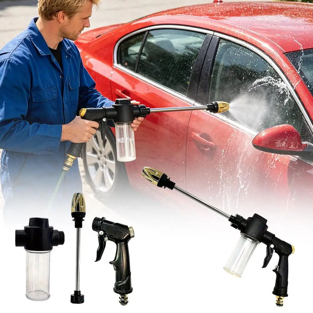 Long Pole Car Washing Tool Watering Garden Tool Water Pipe Hose Universal Metal Extended Car Washing High-pressure Water Gun ﻿