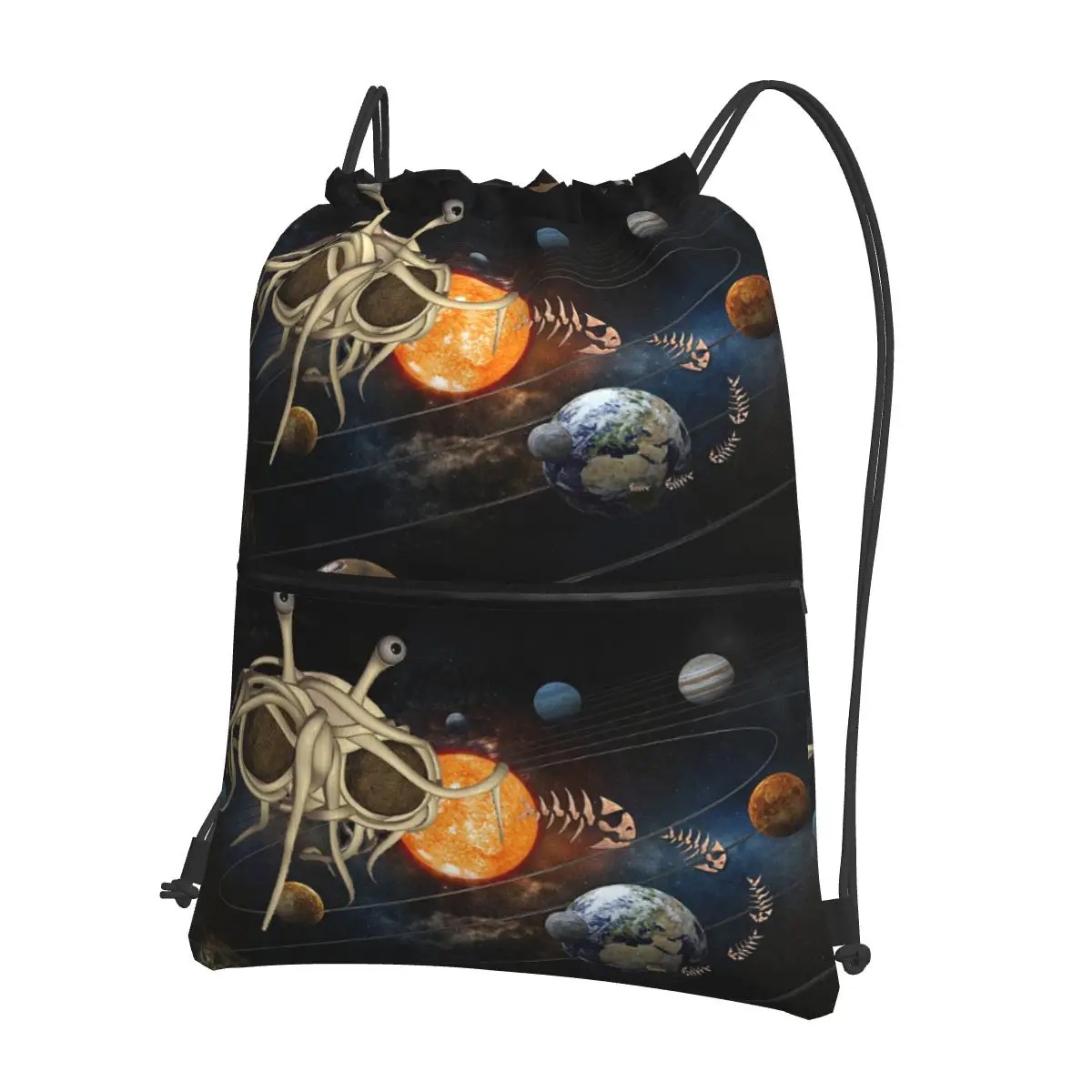 

The Flying Spaghetti Monster Flying Spaghetti Monsterism FSM Backpacks Casual Drawstring Bags Sports Bag Book Bags for Man Woman