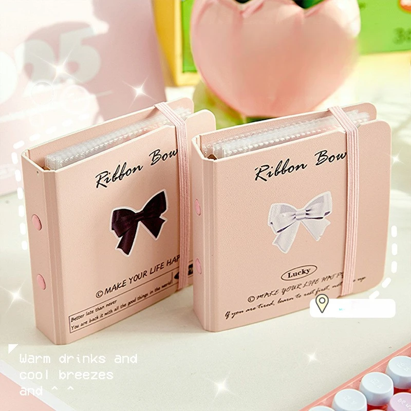 Mini Instax Photo Album | Cute Ins Style 3 Inch Card Holder Kawaii PU PP Loose-Leaf Refillable Storage Book for Girls