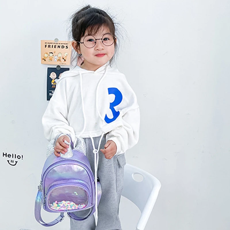 Mochila escolar con lentejuelas para niños, bolsa de libros con diseño de unicornio bonito, transparente, para guardería