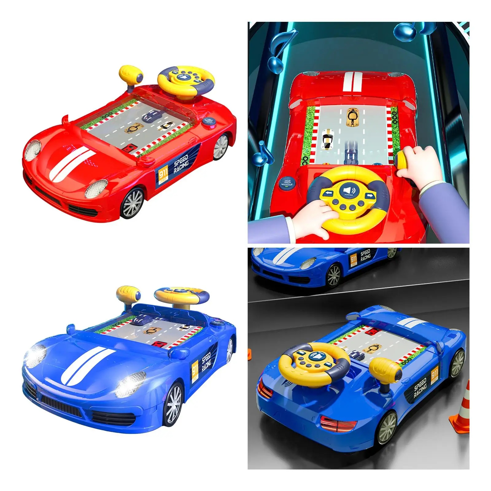 Electric Simulation Steering Wheel Toy Sounding Toy for Girls Boys Kids