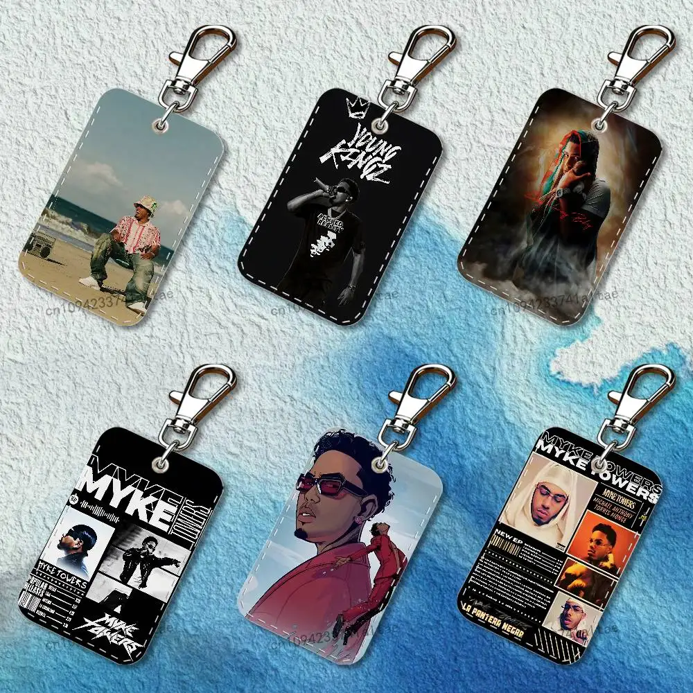 

M-Myke T-Tower Rectangle Card Case Keychain Access Card Bag Key Tag Ring Leather Card Holder Key Ring Access