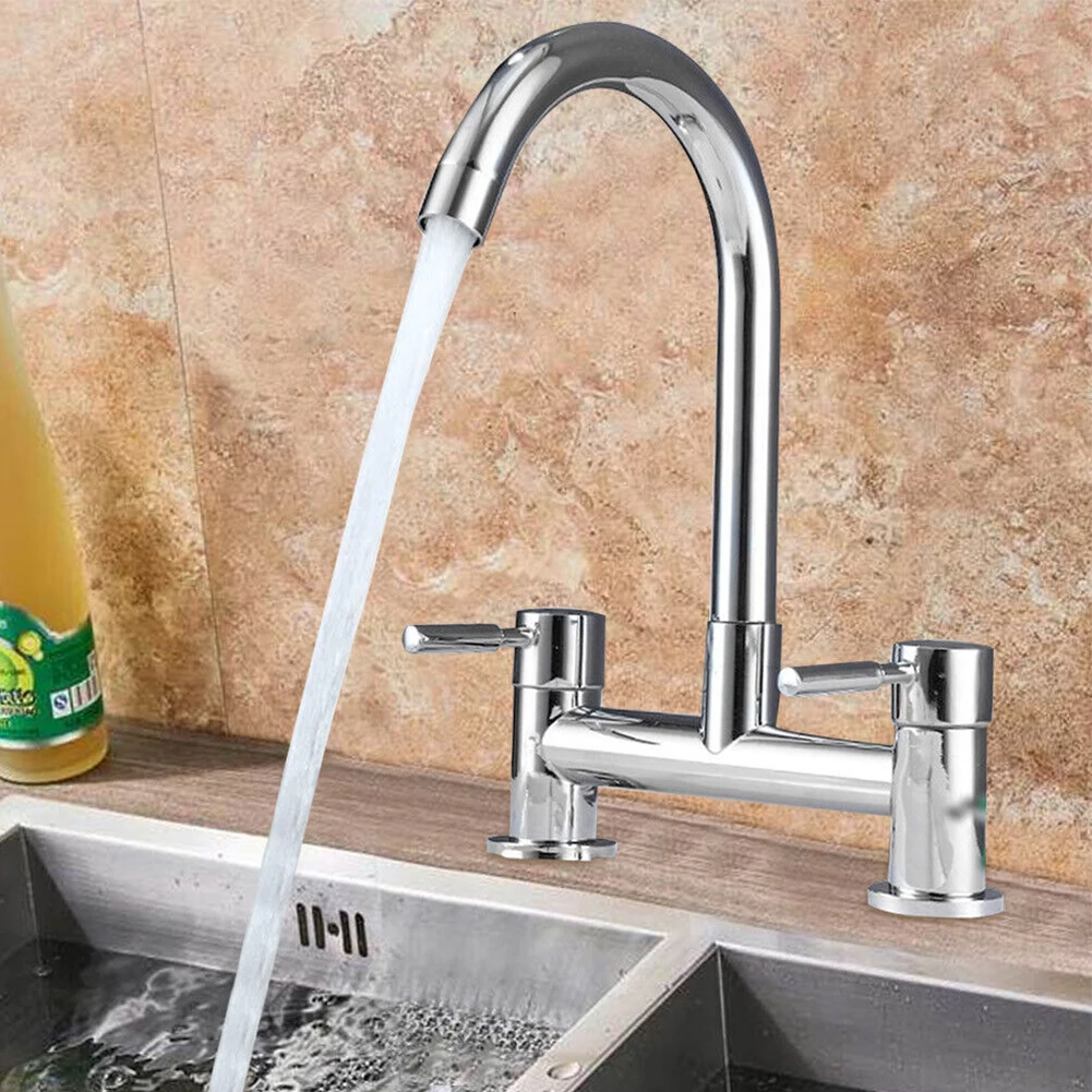 

Kitchen Faucet Brass Rotary Sink Faucet Double Handle Hot And Cold Water Mixer Tap Sink Water Mixer Washbasin Kitchen Faucet