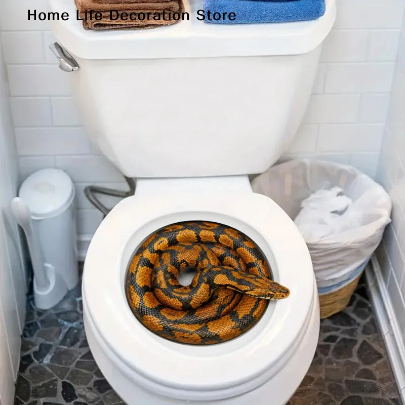 【H】Realistic 3D PVC Python-themed Toilet Seat Sticker Self Adhesive Bathroom Decals Home Decor