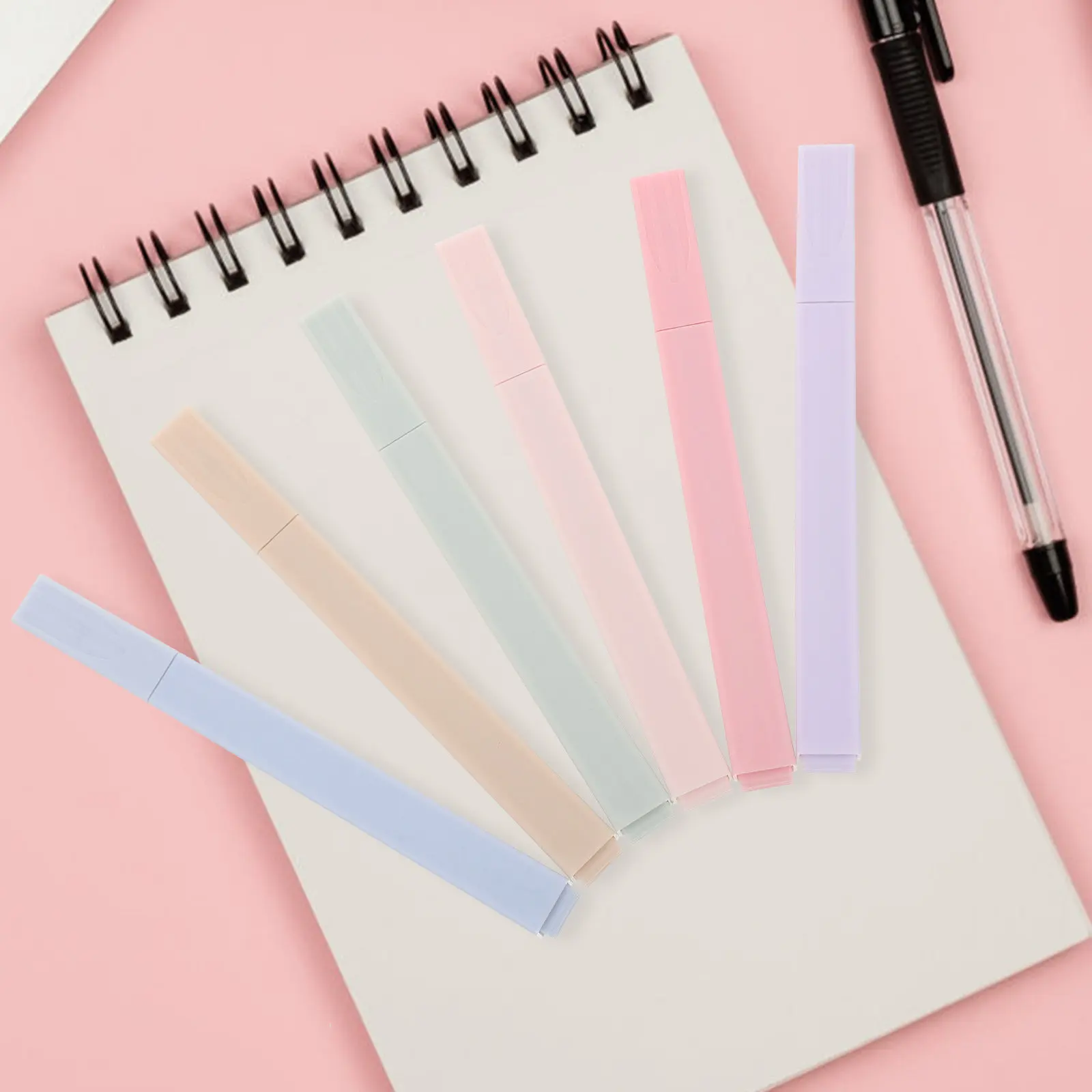 

6Pcs Highlighter Pen Portable Compact Marking Pen School Supply DIY Scrapbook Marker Colorful Water-Based Pigments