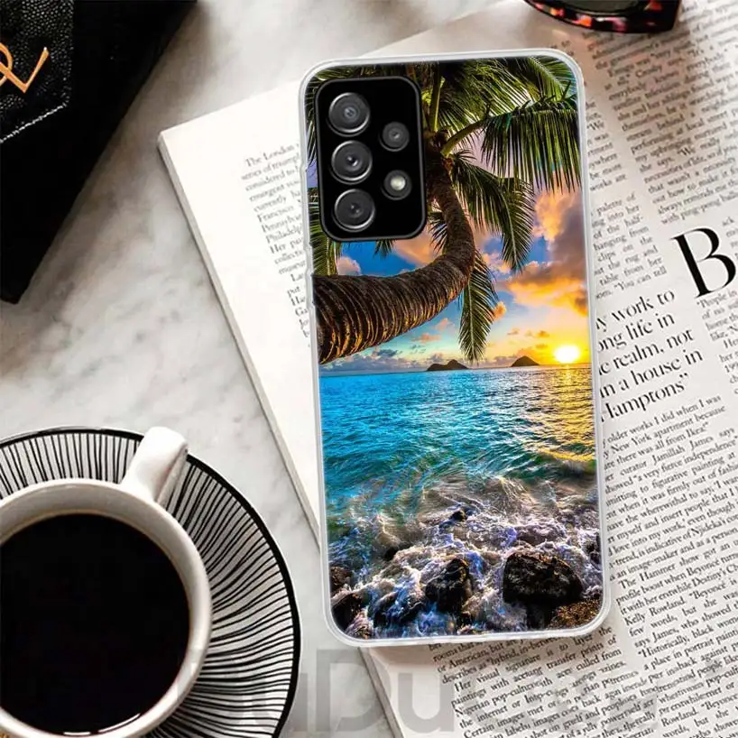 Summer Beach Sunset Sea Palm Tree Cover For Samsung Galaxy A51 A50 A71 A70 Phone Case A21S A31 A41 A10 A20E A30 A40 A01 A11 A6 A