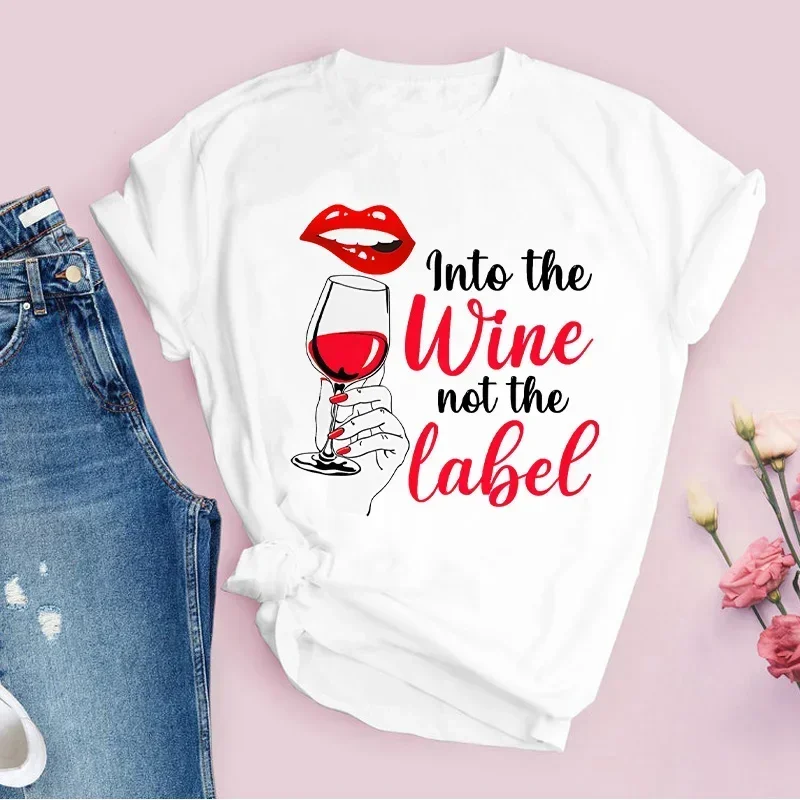 Women Tshirt Tops 2022 variety of wine Print Fashion Trend Lady T shirt Kawaii Clothing Graphic Cartoon Tops Tee Female T-Shirts