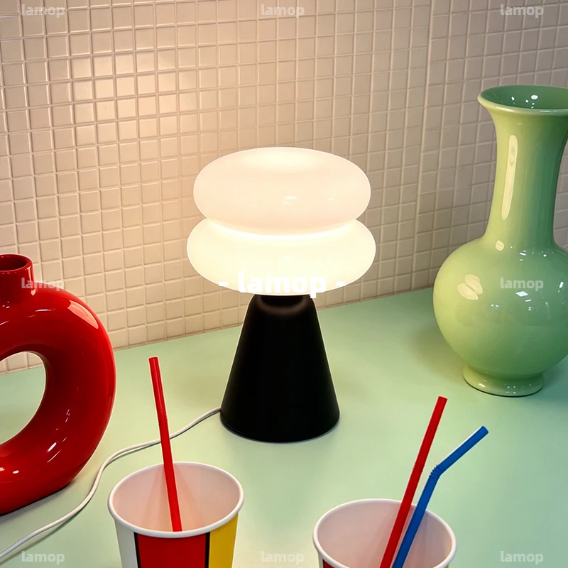 Bedside lamps for bedrooms and table lamps for living rooms Ambience egg‑tart glass lamp Bauhaus‑style lamp night light creative - view 3