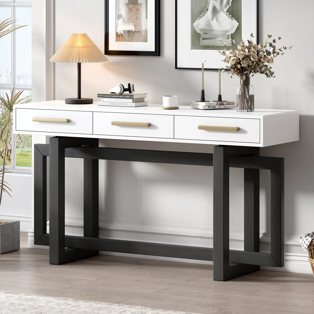 

Elegant Console Table with Three Drawers, Extra Long Entryway Table for Entryway, Hallway, Living Room, Foyer, Corridor
