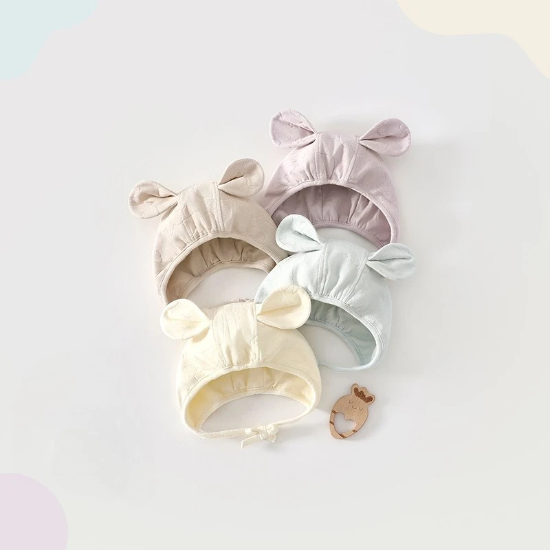 

Шапочки для новорожденных Somenie с ушками медведя, милые теплые шапочки для малышей, шапочки для новорожденных для мальчиков и девочек