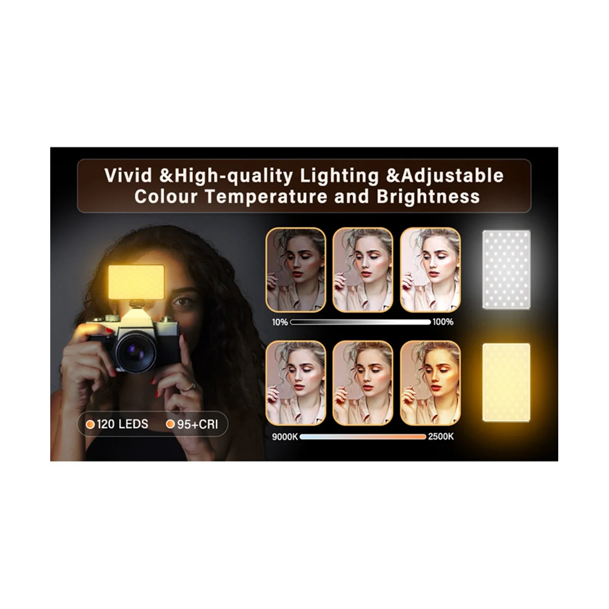 Cell Phone Fill Light 120 LED 2500-9000K Color Temperature Flat Light Camera Photo Video Live Streaming Pocket Light