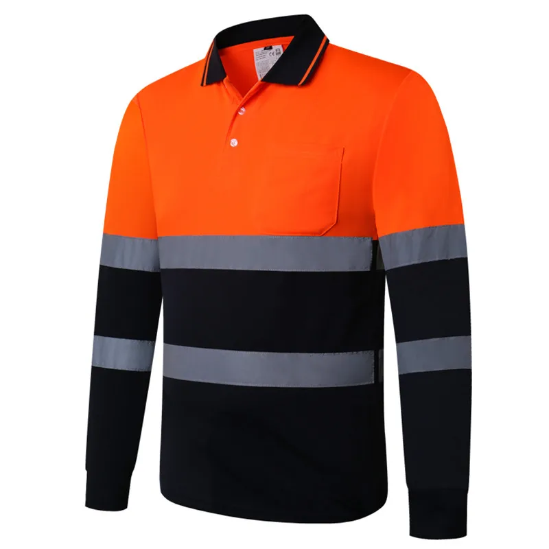 Security Reflective Shirts for Men Hi Viz Vis Shirt with Pocket Two Tone Workwear High Visibility Reflective Clothes