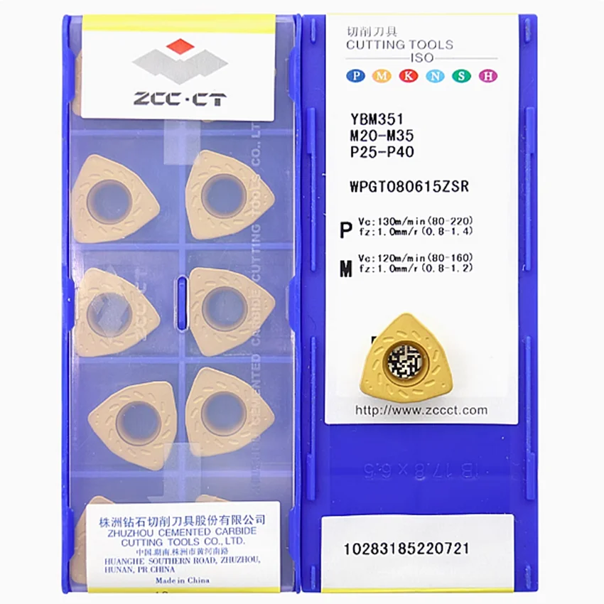 WPGT080615ZSR YBM351/WPGT080615ZSR YBM253/WPGT080615ZSR YBC302 ZCC.CT CNC blade carbide inserts turning tools inserts 10pcs/box