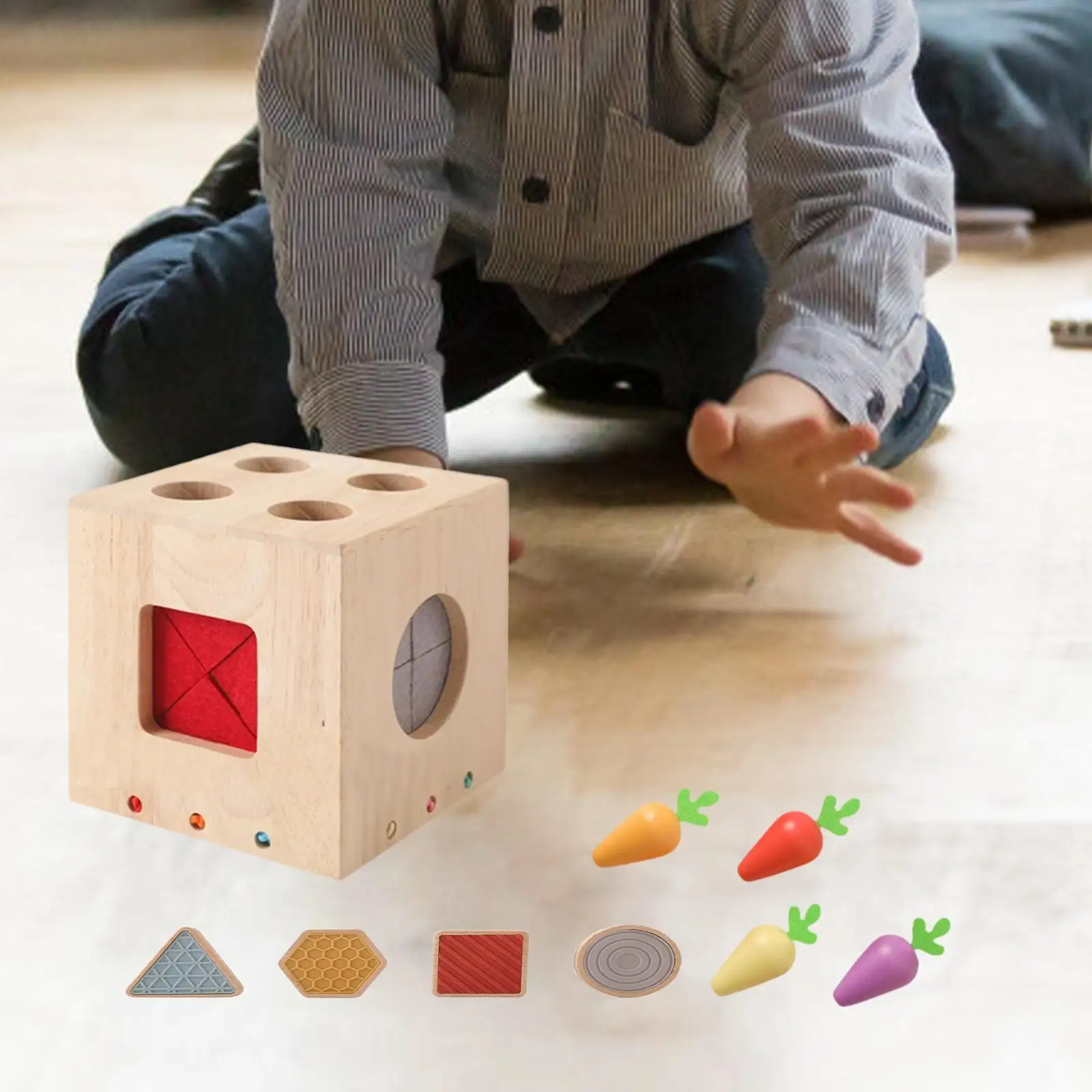 

Baby Activity Cube Develops Fine Motor Skill Color Recognition Shape Sorting Toy Wooden Shape Sorter Cube for Gift Children Kids