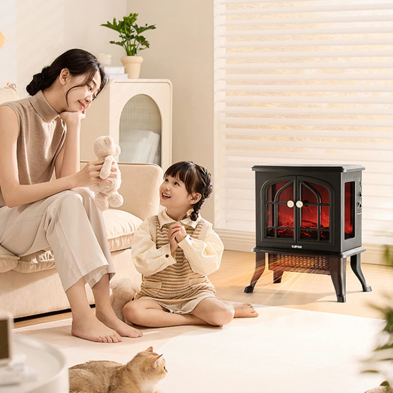 3D Flame Electric Fireplace Instant Heat Heater  Multi-Level Warm Air Fan  Wide-Area Airflow Fire Stove Modern Home Heater