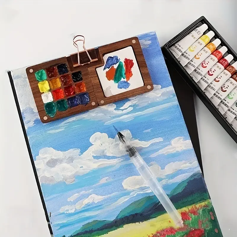 

Дорожная палитра красок, мини-карманный набор акварельных палитр художника, портативный набор акварельных красок, деревянная сетка, коробка для красок, подарок для детей, игрушки