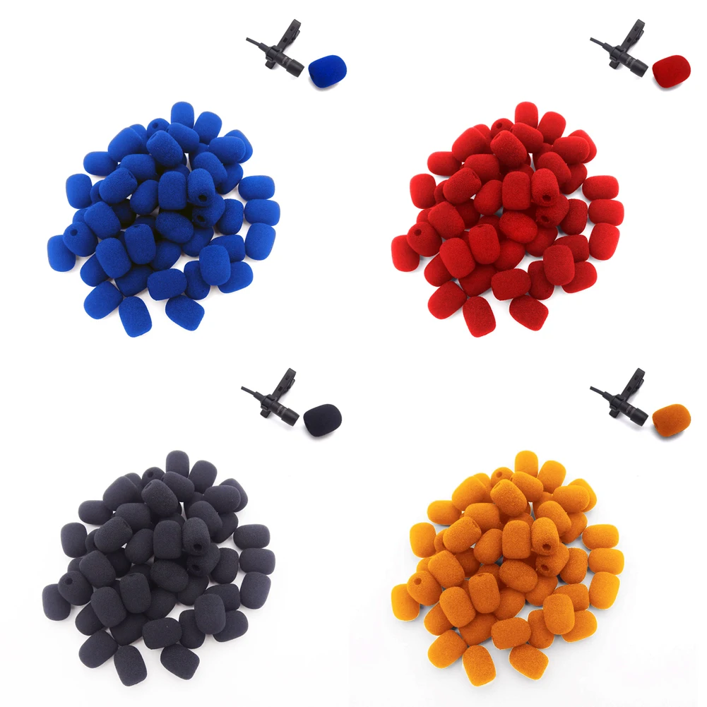 10pcs Mini Headset High Density Mic Windscreen Sponge Foam Replacement Mic Cover Headset Collar Mic Windshield Protector