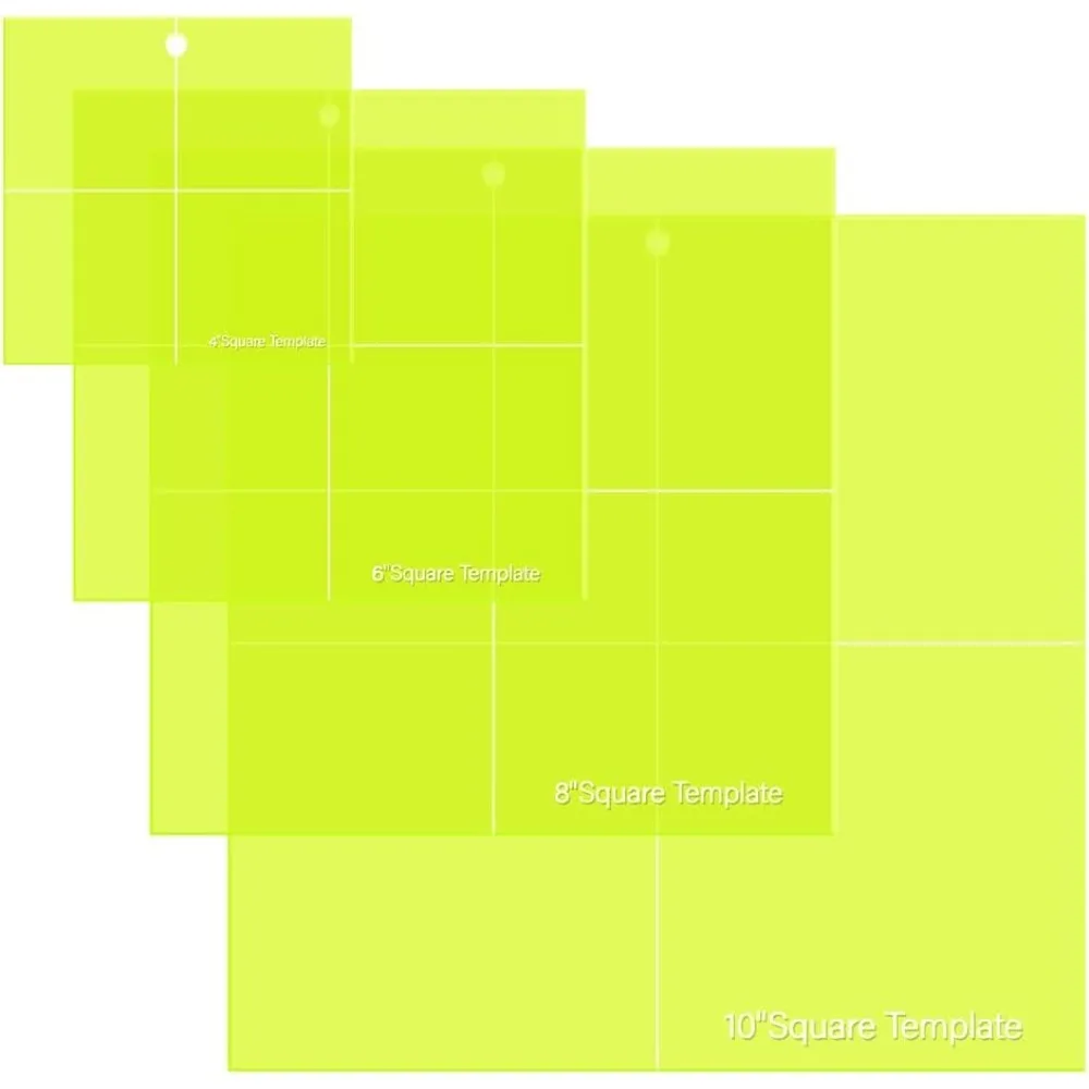 Peacoblue 4Pcs Acrylic Square Quilting Template Set 4