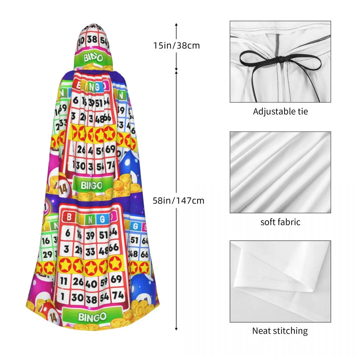البنغو بطاقة وكرة طويلة مقنعين عباءة الساحرة القرون الوسطى زي تأثيري كيب هالوين مصاص دماء الكبار للجنسين