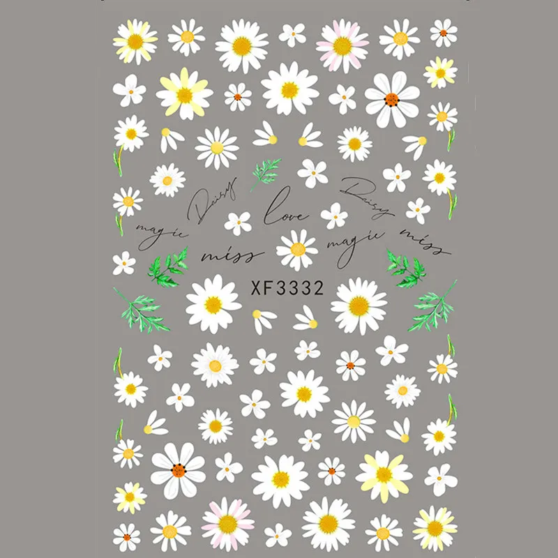 أنيقة ديزي الخريف يترك رسومات أظافر مانيكير الغراء الخلفي صائق الزينة تصميم مسمار ملصق لجمال الأظافر #1