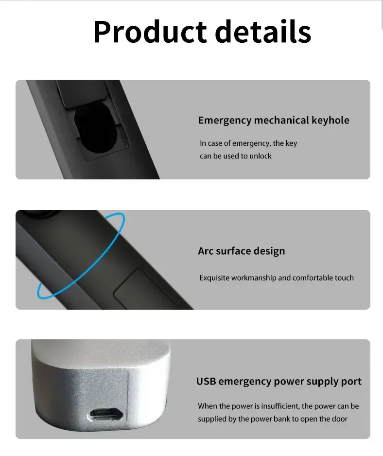 Imagem -03 - Impermeável Eletrônico Digital Smart Door Lock Código do Cartão Rfid Keyless Lock para Porta de Alumínio Ttlock App Bluetooth Impressão Digital