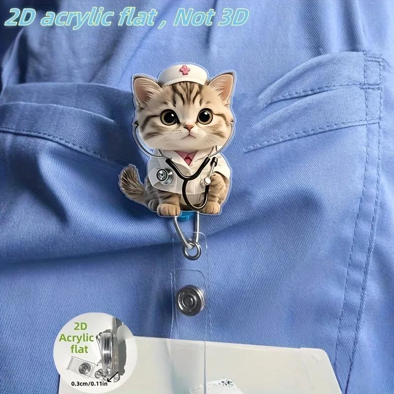1pc nurse design Retractable Badge Reel - Durable Acrylic ID Holder for Nurses, Office Workers & Students
