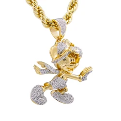 VANAXIN Iced Out Bling Animal Pendant 14k Gold Plated Cubic Zirconia Charms Hip Hop Jewelry Necklace for Men Women