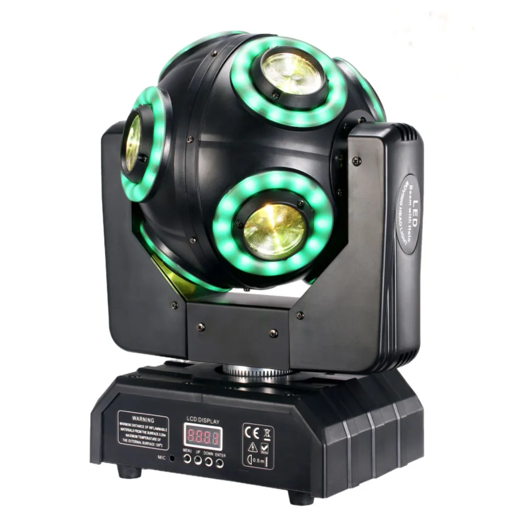 movendo head beam light com halo led dj stage lights ativacao de som rotacao 360 dmx 512 rgbw 4in 8x15w 150w 01