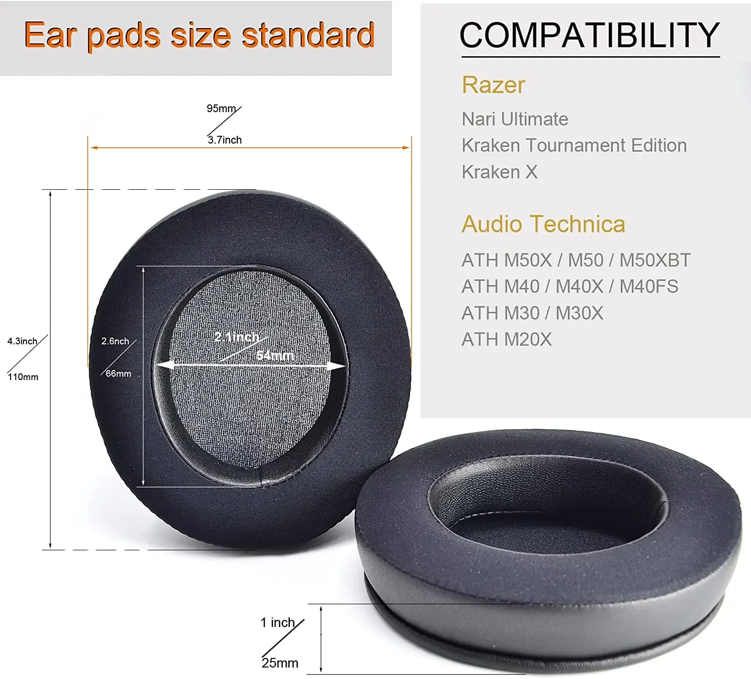 Earphone Ear Cushion for Razer Nari Ultimate, Nari Essential, Kraken Tournament Edition Ear Pad Cooling-Gel Ear Cushion,ZUODUO
