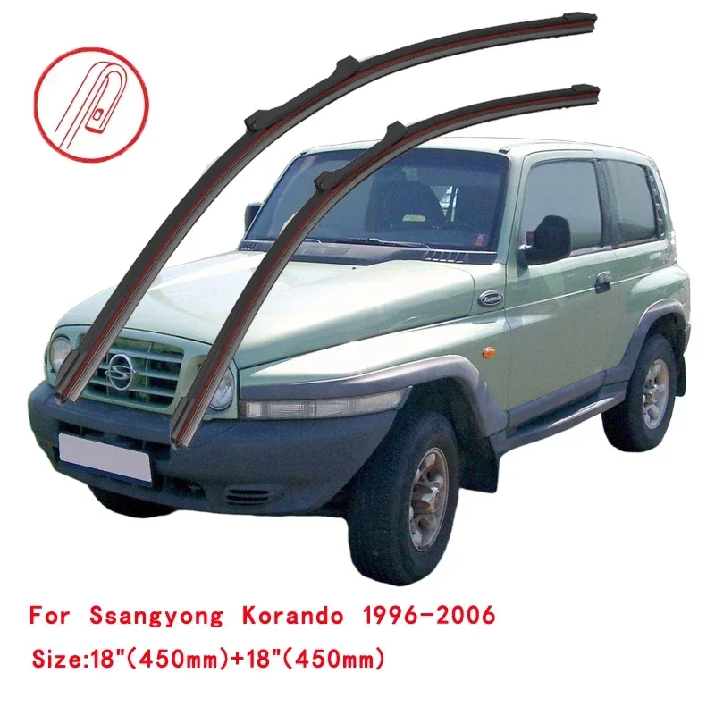 For Ssangyong Korando SUV Cabrio KJ CK C200 C300 1999 2006 2010 2012 2015 2017 2019 2022 Double Rubber Windshield Wiper Blades