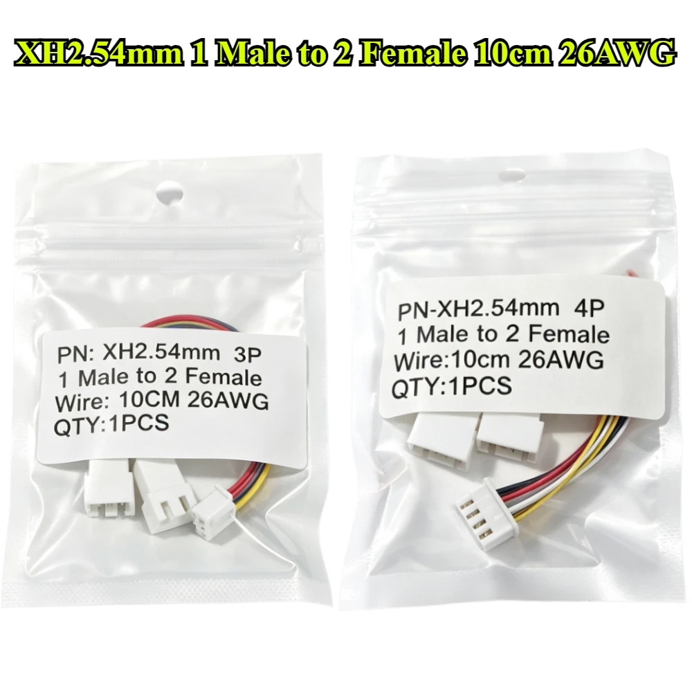 5Pcs XH2.54mm 1 Male Head To 2 Female Head 2P/3P/4P/5P/6P Terminal Wire Length 10CM 26AWG Electronic Wire Connector