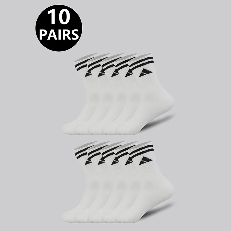 5/10 Pairs Men's Women's Round Neck Striped Triangle Socks Black and White Socks Comfortable Breathable Moisture Wicking Socks