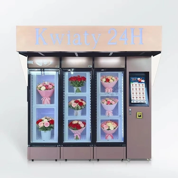 ！@Indoor & Outdoor Thermostatic Control Floral Vending Machine with Light Box Contactless Pickup Vending Machine for Flowers