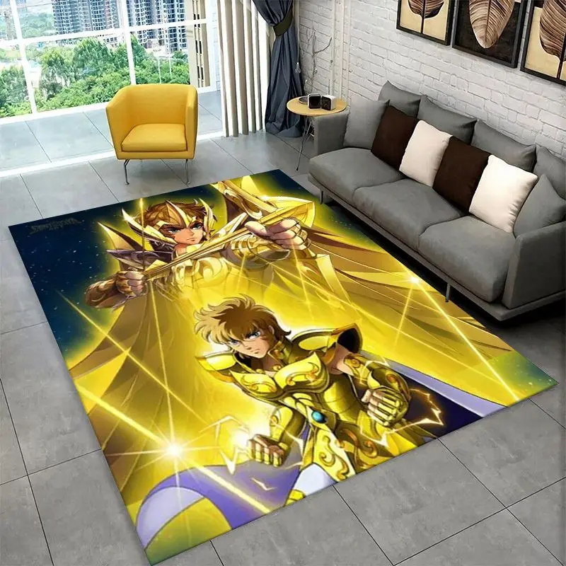 Retro Saint Seiya Anime Cartoon Carpet Rug for Playroom Bedroom Living Room Sofa Home Decor,kid Area Rug Non-slip Floor Mat